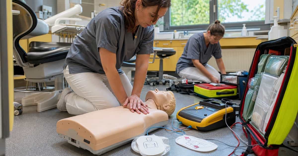 Notfalltraining in der Zahnarztpraxis – Reanimationsübung am Praxisteam